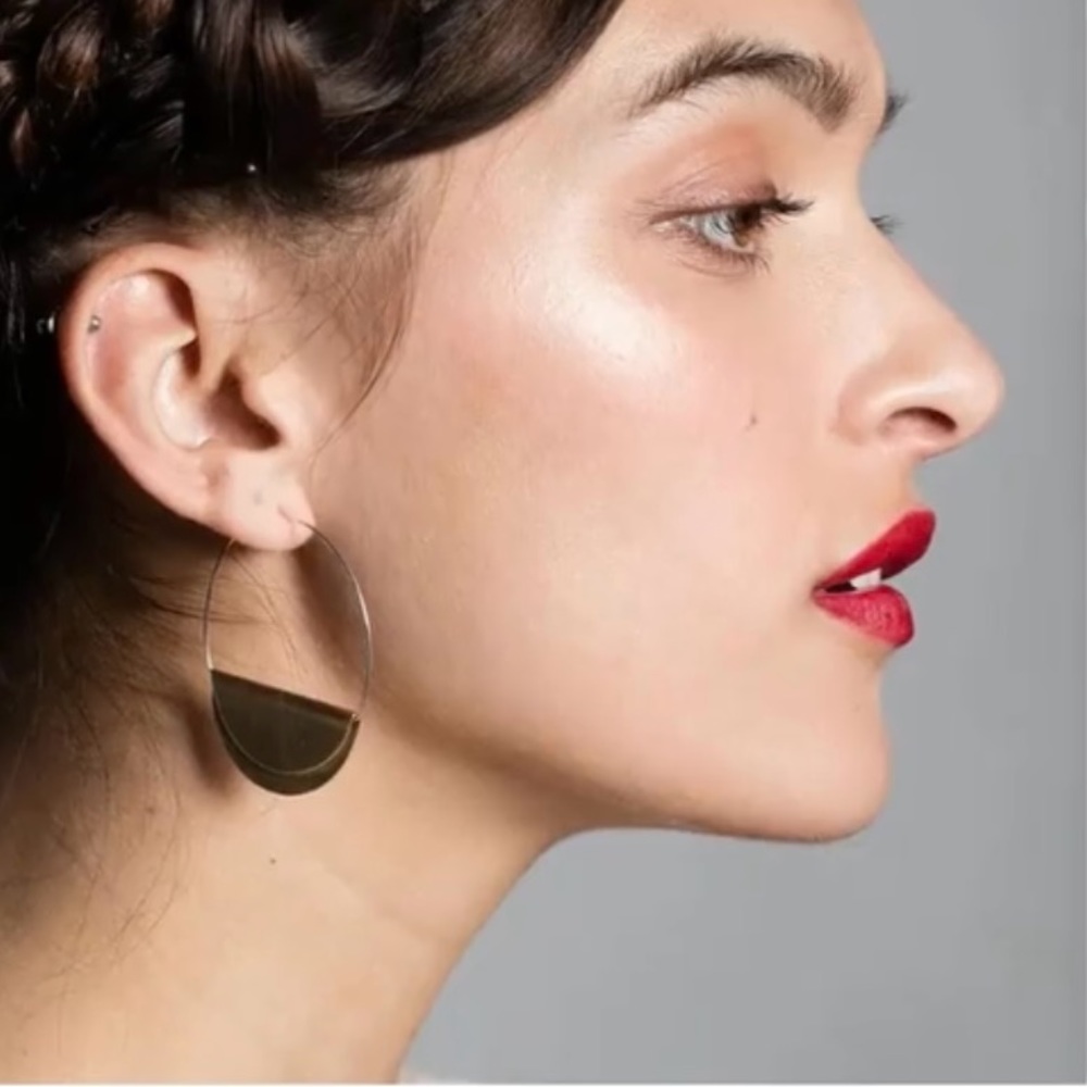 Handcrafted 14K gold plated folded hoops